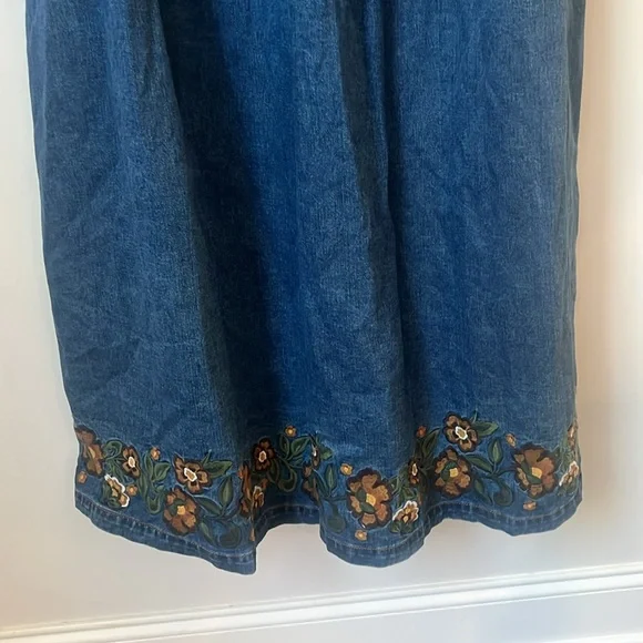 Lucy & Yak Maeve Midi Denim Dress with Myrtle Embroidery Long sleeves NWT Sz 16 - Picture 5 of 11